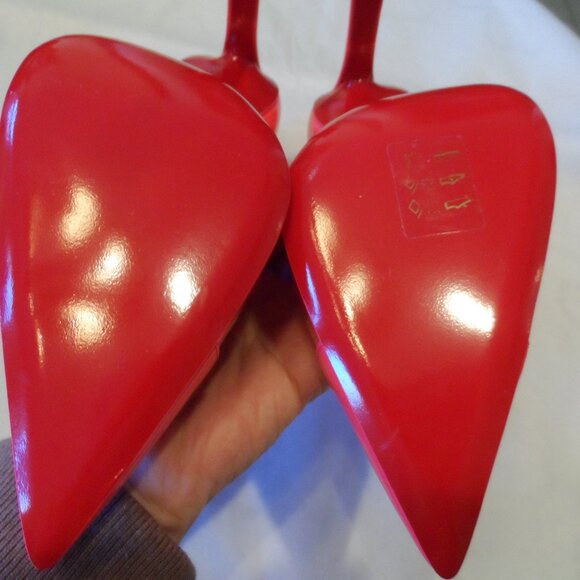 New Christian Louboutin Neon Pink PVC Studded Heel Mary Jane Pumps – IT 38.5B - Picture 15 of 16